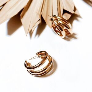 Minimalist hoop cuff earrings #900